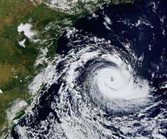 Hurricane over the east coast of the United States